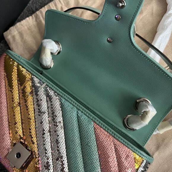GUCCI Marmont Sequin Shoulder Leather Handbag - Picture 5 of 16